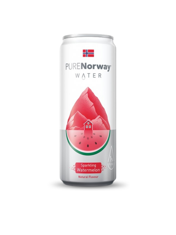 PURE Norway Vodní meloun – plechovka sycené ochucené pramenité vody 330 ml