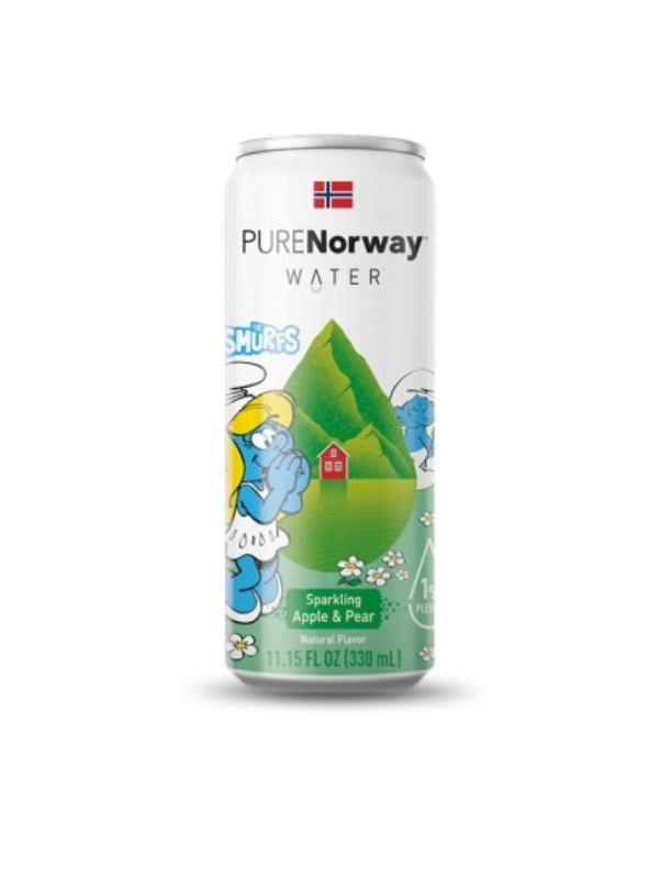 PURE Norway Jablko a Hruška – plechovka sycené ochucené pramenité vody 330 ml
