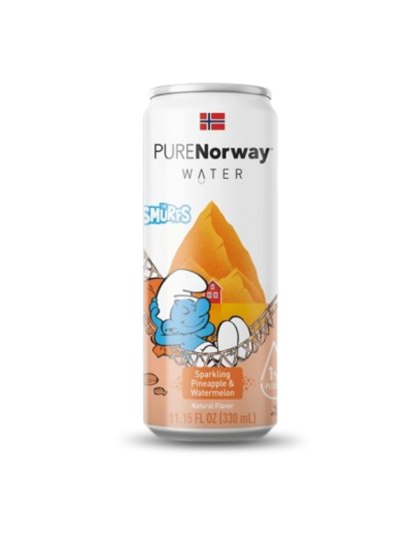 PURE Norway Ananas a Meloun – plechovka sycené ochucené pramenité vody 330 ml